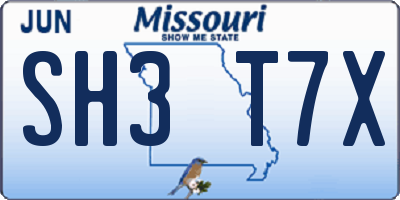 MO license plate SH3T7X