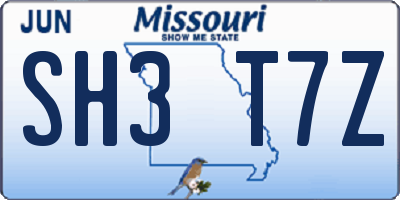MO license plate SH3T7Z
