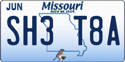 MO license plate SH3T8A