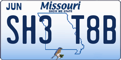 MO license plate SH3T8B