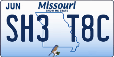 MO license plate SH3T8C