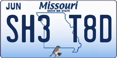 MO license plate SH3T8D