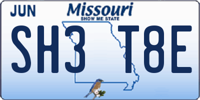 MO license plate SH3T8E