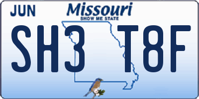 MO license plate SH3T8F