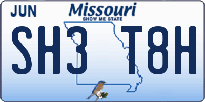 MO license plate SH3T8H
