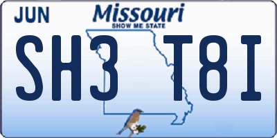 MO license plate SH3T8I