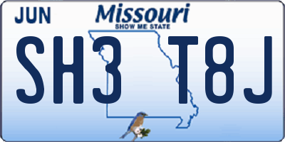 MO license plate SH3T8J