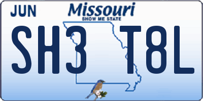 MO license plate SH3T8L