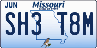 MO license plate SH3T8M