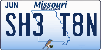 MO license plate SH3T8N