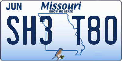 MO license plate SH3T8O