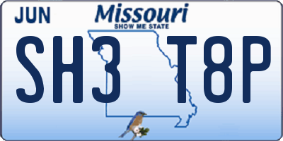 MO license plate SH3T8P