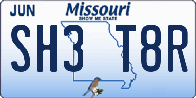 MO license plate SH3T8R