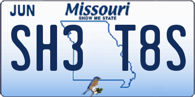 MO license plate SH3T8S