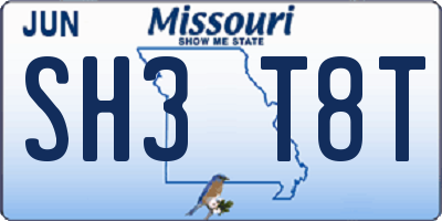 MO license plate SH3T8T