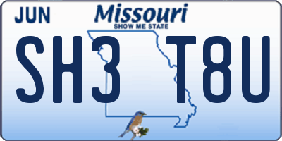 MO license plate SH3T8U