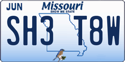 MO license plate SH3T8W