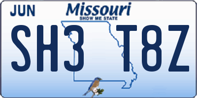 MO license plate SH3T8Z