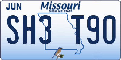 MO license plate SH3T9O
