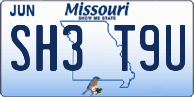 MO license plate SH3T9U