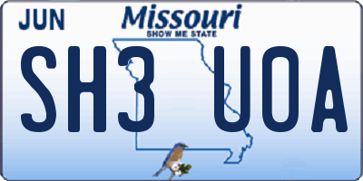MO license plate SH3U0A