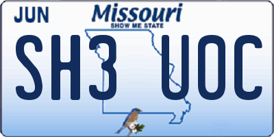 MO license plate SH3U0C