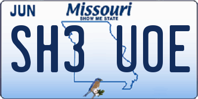 MO license plate SH3U0E