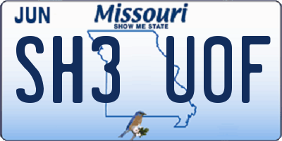 MO license plate SH3U0F