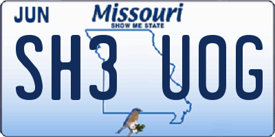 MO license plate SH3U0G