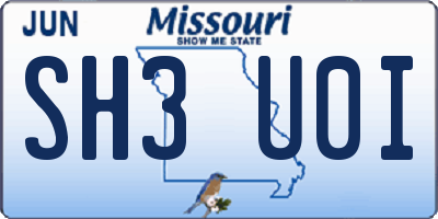 MO license plate SH3U0I