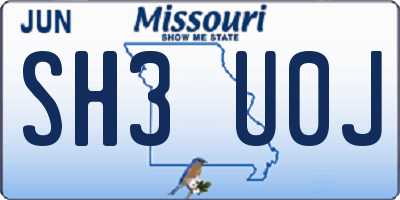 MO license plate SH3U0J