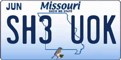MO license plate SH3U0K