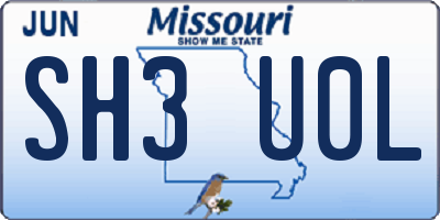 MO license plate SH3U0L