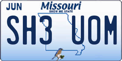 MO license plate SH3U0M