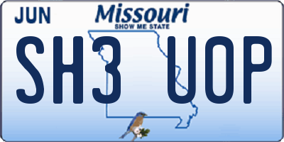 MO license plate SH3U0P