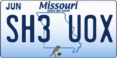 MO license plate SH3U0X