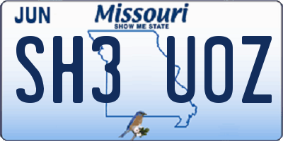 MO license plate SH3U0Z
