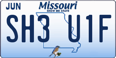 MO license plate SH3U1F