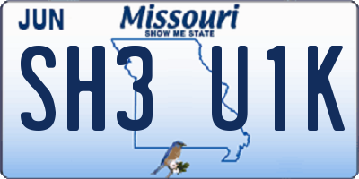 MO license plate SH3U1K