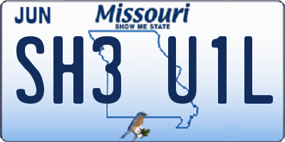 MO license plate SH3U1L