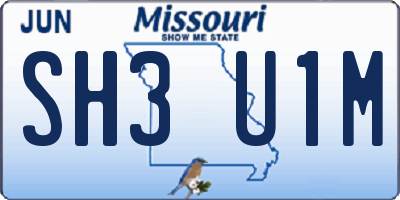 MO license plate SH3U1M