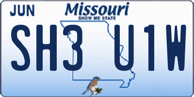 MO license plate SH3U1W