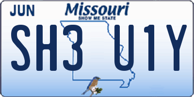 MO license plate SH3U1Y