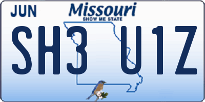 MO license plate SH3U1Z