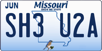 MO license plate SH3U2A