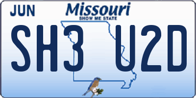 MO license plate SH3U2D