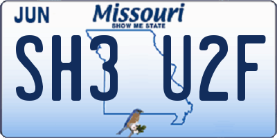 MO license plate SH3U2F