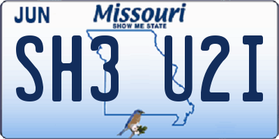 MO license plate SH3U2I