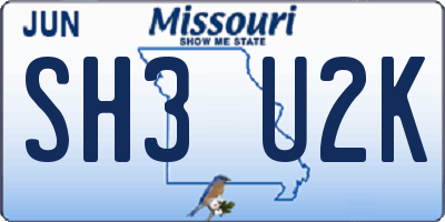 MO license plate SH3U2K