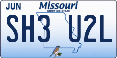 MO license plate SH3U2L